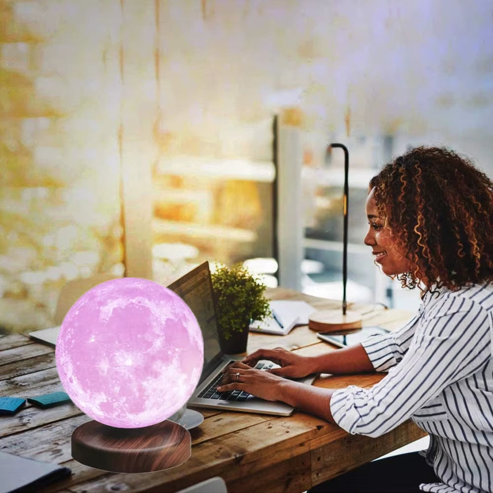 3D Magnetic Levitating Moon Lamp Night Light 15Cm Rotating Wireless Led Moon Light Floating Lamp Novelty Gifts Home Decorations