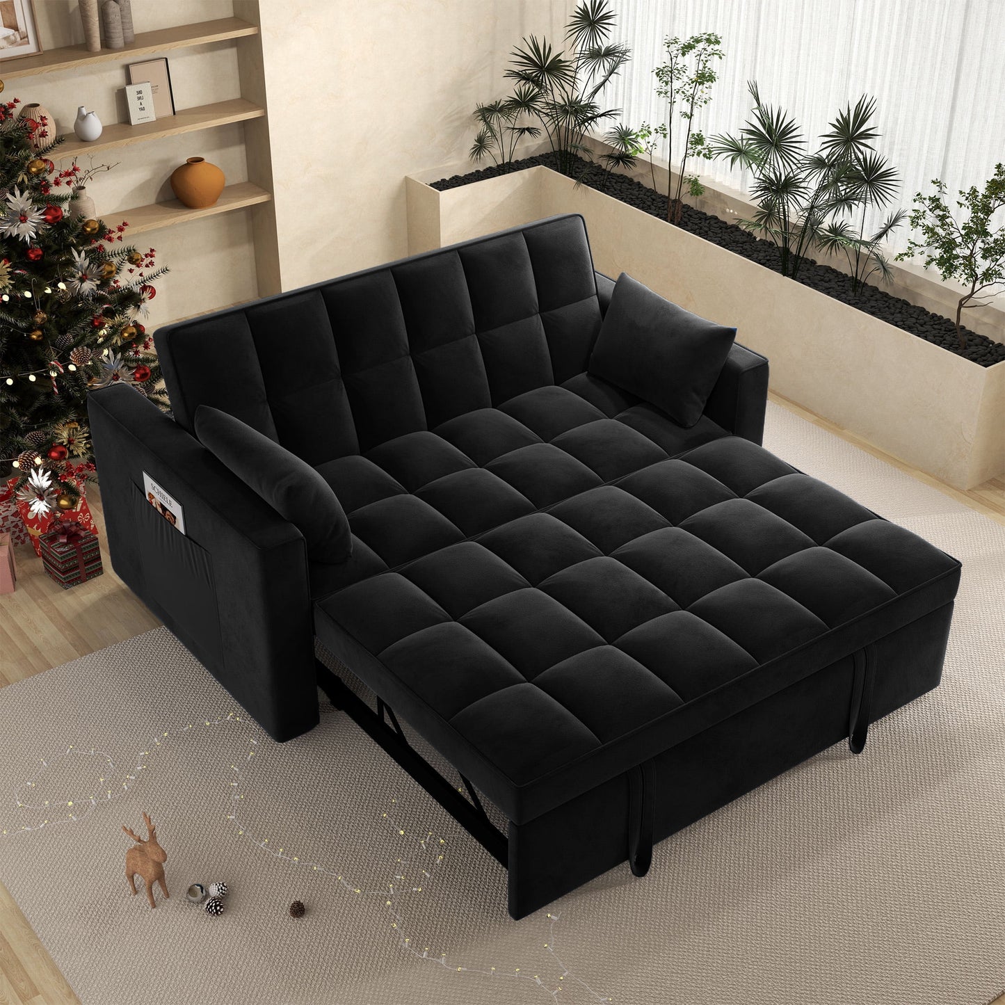 Loveseat Convertible Sleeper Sofa Bed, Gray