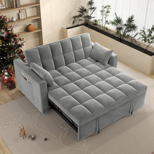 Loveseat Convertible Sleeper Sofa Bed, Gray