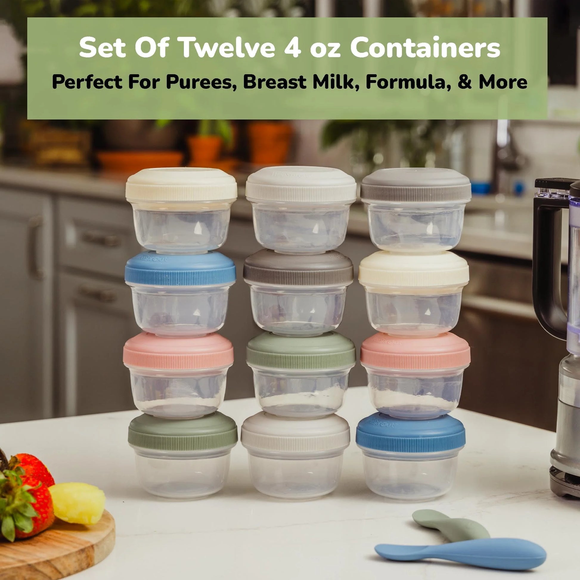 Baby Food Containers - Small 4 Oz Containers with Lids, Leakproof & Airtight, Set of 12