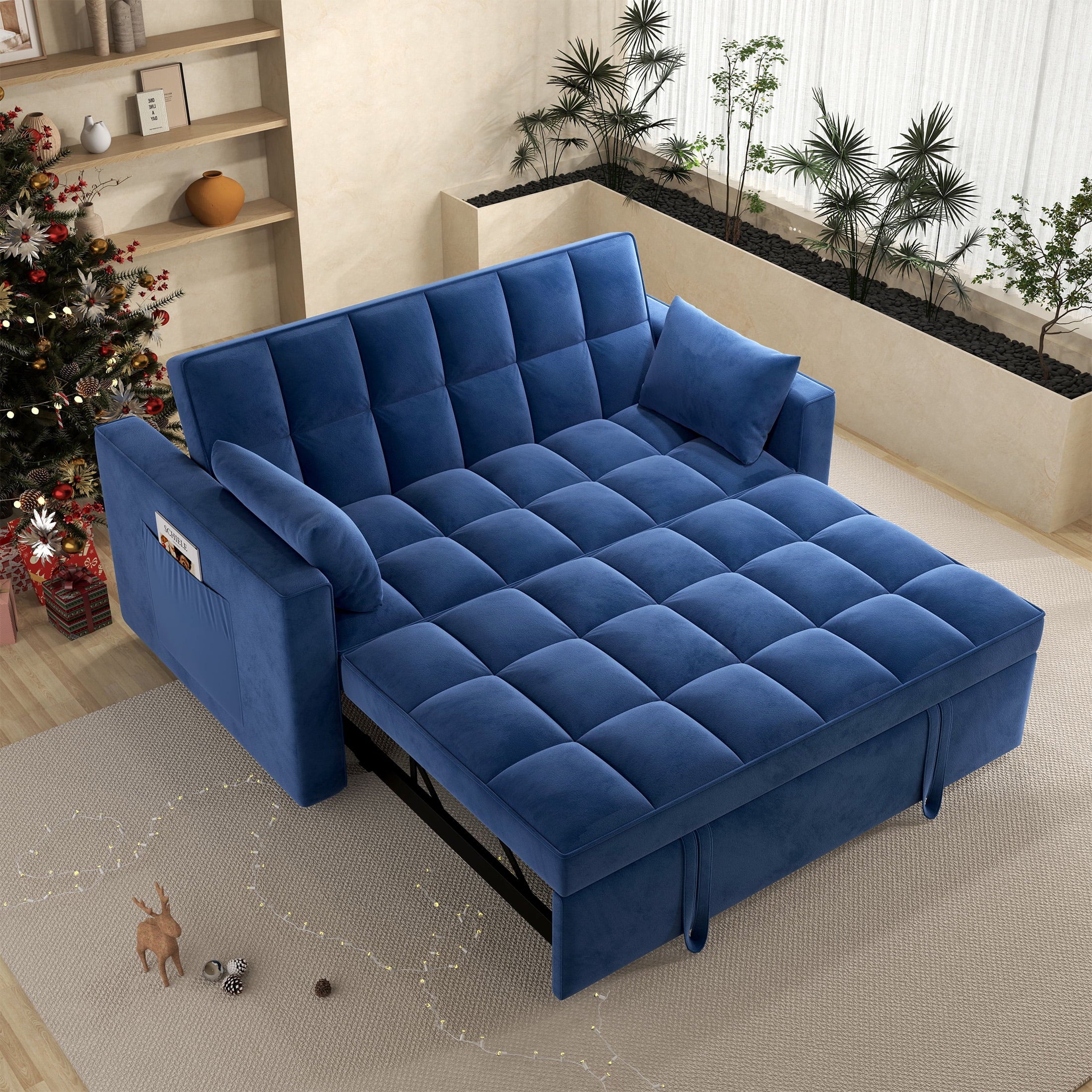 Loveseat Convertible Sleeper Sofa Bed, Gray